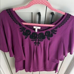 Purple Embroidered Women's Top